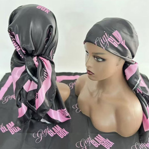Custom Logo Luxury Woman Big <b>Scarves</b> Printed Personalized Square 100% Satin <b>Silk</b> <b>Scarf</b> for <b>Hair</b> Wig - Product Image 2