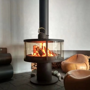 Poêle à <span class=keywords><strong>bois</strong></span> <span class=keywords><strong>suspendu</strong></span>, foyer moderne à feu réel pour hôtel, villa, appartement, salon, chauffage puissant de 50 m³, haute performance - Product Image 1
