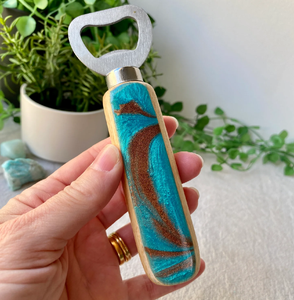 Excelente abridor de botellas de resina epoxi y madera Resina azul Acacia Abrebotellas de madera natural gran oferta - Product Image 6