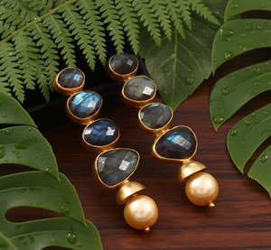 Handmade 925 Silver Beautiful Random Shape Labradorite Drop Trendy Gemstone <b>Earrings</b> for Wedding & Party - Product Image 4