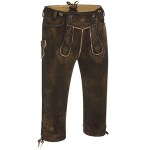 Pantalones Kniebund Bávaros Tradicionales de Alta Calidad para Hombre, de Cuero Genuino y Lona, Lavado Oscuro, Cierre de Botones, Estilo Formal - Product Image 3