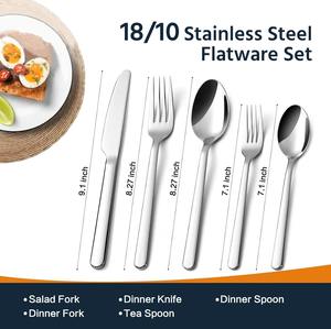 Ensemble de couverts de luxe en acier inoxydable couverts modernes pour la maison, le restaurant et le mariage. - Product Image 6