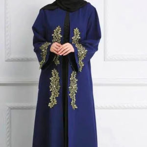 Kimono décontracté élégant et modeste brodé à la main pour femmes Abaya XXL taille avec bouton fait à la main pour adultes - Product Image 1