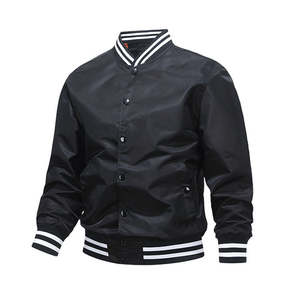 Veste bomber universitaire coupe-vent écologique à col montant avec logo personnalisé pour hommes grande taille, vente en gros OEM - Product Image 1