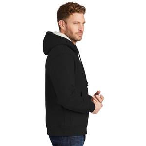 เสื้อแจ็คเก็ตมีฮู้ดบุขนเชอร์ปาแบบซิป กันน้ำ เป็นมิตรกับสิ่งแวดล้อม สีดำ พร้อมโลโก้แบบกำหนดเอง สำหรับผู้ชาย - Product Image 3