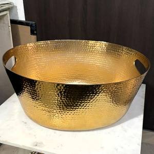 Tazón de aluminio martillado de lujo Acabado dorado Técnica pulida Estilo rural Durable Decorativo Funcional para vino de fiesta - Product Image 5