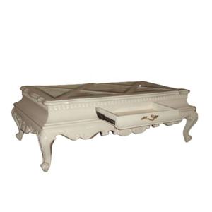 Mesa de Centro para Sala de Estar, Mesa de Té con Cajón, Tallada a Mano, Madera, Reproducción Antigua, Estilo Francés - Product Image 3