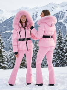 Wholesale Men's Winter Puffer Jacket Set with Fur Hood Windproof Zipper Closure Plus Size <b>Waterproof</b> <b>Snowsuit</b> - Product Image 5