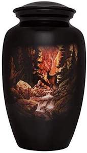 Urne funéraire Deer Woods Urne funéraire noire pour cendres humaines fabriquée à la main en aluminium Urne de taille personnalisée adaptée - Product Image 6