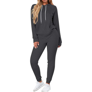Conjuntos de chándal de lana deportivo sólido con capucha de invierno de talla grande para hombre al por mayor, conjuntos informales de manga larga personalizados - Product Image 1