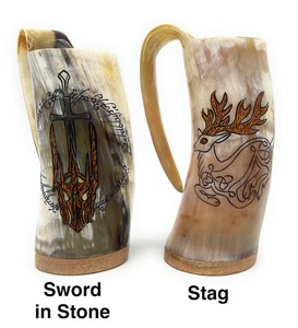 Chope à bière artisanale en corne de bœuf, tasse à boire traditionnelle naturelle - Product Image 5