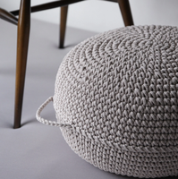 Pouf en macramé en microfibre, tabouret tissé à la main au crochet, ottoman pour salon, entrée, chambre, extérieur, jardin