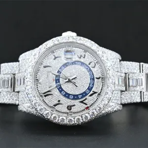 Luxe Handgemaakte Setting Pass Crystal Tester Iced Out Mannen Crystal Horloge Voor Mannen