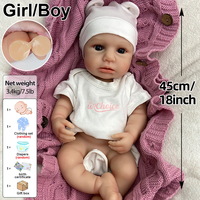 Boneka bayi silikon penuh dilukis simulasi tinggi koleksi artefak tekstur kelahiran baru lahir realistis 18"