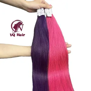 Yeni renkli doğal düz toplu saç: pembe, mor saç toptan özel renkler ve stilleri ile İŞLENMEMİŞ SAÇ uzantıları