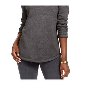 Karen Scott Felpa in pile da donna color antracite extra small con collo a scialle per l'inverno - Product Image 3