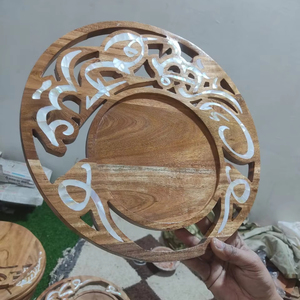 Bandeja de madera moderna para servir Venta caliente Ramadán Bandeja decorativa Asequible Lujo Árabe Madre de perla Incrustaciones DE LA India - Product Image 1