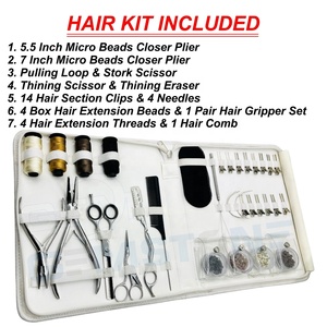 ชุดอุปกรณ์ต่อผมมืออาชีพ – คีมร้อยไมโครบีด ด้ายเย็บ ลูกปัด และคลิปหนีบผม ชุดเครื่องมือครบชุด - Product Image 2