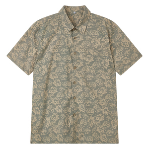 Vente en gros de chemises d'été à manches courtes pour hommes Aloha Beach hawaïenne imprimée en polyester 100% coton à impression numérique - Product Image 1