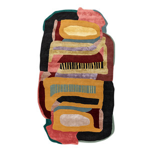 พรมขนสัตว์ผสมวิสโคสทอมือลายแอ็บสแตรก รุ่น Joy Gold Tra-15211 สำหรับตกแต่งบ้าน - Product Image 1