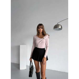 Blusa Elegante con Detalle de Accesorios para Mujer Mybeefashion, Mezcla de Viscosa, Poliéster y Elastano, Corte Holgado y Cómodo - Product Image 2