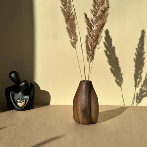 Vase à fleurs en bois naturel, décoration en bois minimaliste artisanale pour les intérieurs modernes - Product Image 5