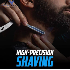 ชุดมีดโกนใบตรงแบบใบเดียว พร้อมกรรไกร สำหรับผู้ชาย อุปกรณ์ช่างตัดผมมืออาชีพ มีดโกนคมตรงสำหรับโกนหนวดอย่างแม่นยำ ใบมีดโกนสีเงิน - Product Image 5