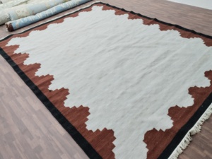 ที่มีคุณภาพสูง8x10ที่ทันสมัยดาริพรมปูพื้นแบบดั้งเดิม Farsh-E ชุดผ้าฝ้ายทอมือสีน้ำตาลเบจที่สวยงาม - Product Image 2