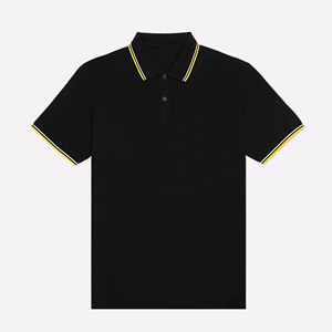 Chemise polo pour homme décontractée à manches courtes, logo sur le devant, couleur unie, coupe régulière, respirante, tissu jersey 100% coton, détail de bordure - Product Image 4