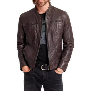 Chaqueta de Motociclista de Cuero Genuino para Hombre, Estilo Casual de Invierno, con Capucha, Ecológica, Transpirable, de Lona, Precio de Fábrica - Product Image 1