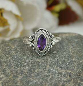 Anillo de Plata de Ley 925 con Gema de Amatista para Mujer, Estilo Boho, Joyería de Moda, Anillo Hecho a Mano, Regalo para Mamá - Product Image 2