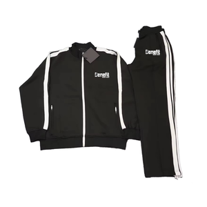 Vente en gros design personnalisé unisexe fermeture éclair rayé survêtement ensemble de jogging vêtements de sport personnalisés avec fermeture éclair veste de survêtement style Hip Hop - Product Image 2