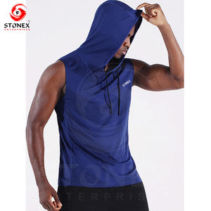 Chaleco con capucha de culturismo de algodón con logotipo personalizado de alta calidad Fitness Gym Sudadera con capucha sin mangas para hombres - Product Image 6