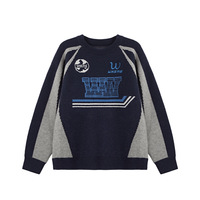 Suéter Jacquard Color Block Streetlab para Hombre, Otoño Invierno, Cuello Redondo, Suéter de Punto con Diseño de Logotipo Personalizado