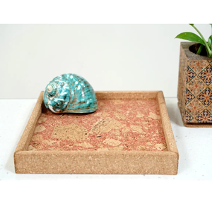 Plateau de service carré en liège écologique élégant 100% fait à la main plateau Assiago rouge pour bureau hôtel restaurant utilisation - Product Image 1