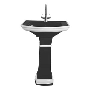 Artículos sanitarios de cerámica de alta calidad, lavabo de porcelana de Arte de diseñador negro, lavabo con Pedestal de mármol, Morbi India Export - Product Image 6