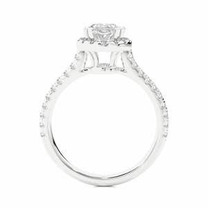 Oval Cut Prong <b>Set</b> Halo Lab Diamond Engagement <b>Ring</b> <b>For</b> <b>Women</b> - Product Image 5