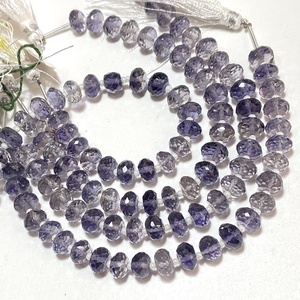 Perles en forme de rondelle à facettes en iolite naturelle 7-7.5mm perles de pierres précieuses bleues en gros pour la fabrication de bijoux - Product Image 3