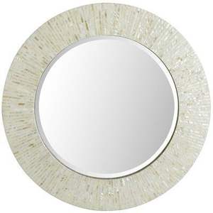 Miroirs muraux côtiers en nacre éclairés de haute qualité décoration de la maison de style de luxe de forme ronde fabriquée au Vietnam - Product Image 1