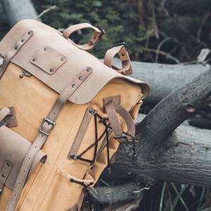 Handmade High Quality Unisex <b>20</b>-39 <b>Liter</b> Camping <b>Backpack</b> Genuine Leather Waxed Canvas Waterproof Best Gift Hikers Bikers - Product Image 4