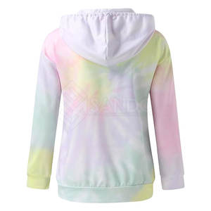 Meilleure qualité 100% coton Tie Dye Hoodie pour les femmes Confortable Casual Wear avec col à capuche Solid Pattern - Product Image 2