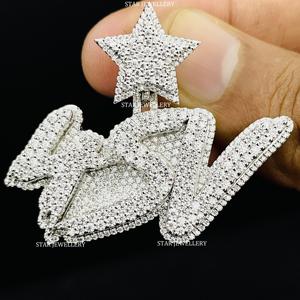 VVS Moissanite Letter Pendant, 925 Sterling Silver Iced Out VVS Moissanite Custom Pendant, Iced out VVS Moissanite Pendant - Product Image 2