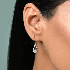 Compre Pendientes Colgantes de Plata de Ley 925 de Primera Calidad con Forma de Gota y Flor para Mujeres y Niñas, Pendientes Colgantes de Oro de 18k para Bodas - Product Image 4