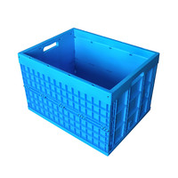 Caisse en plastique opaque bleue Uni-Silent, pliable, bac de manutention, solide, LX765852C, caisse empilable à haute capacité de charge