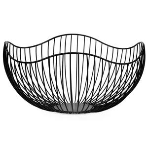 Panier à pain rond en acier noir de petite taille en forme de rectangle en fil de fer métallique récipient à fruits pour la cuisine ou le restaurant - Product Image 3