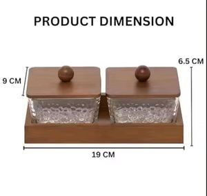 <b>Food</b> Storage Custom Made Decorate Fancy High Borosilicate <b>Glass</b> Jar with Bamboo Lid - Product Image 2