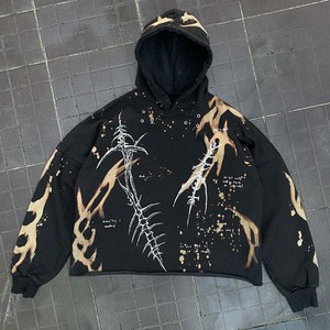 Sweat à capuche à cordon de serrage vintage personnalisé par le fabricant, imprimé délavé à l'acide, effet usé, 420 grammes, sweat à capuche français à vendre - Product Image 4