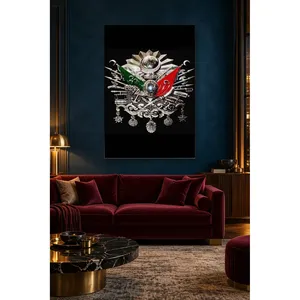Armoiries ottomanes de Fida en argent sur fond noir, impression sur toile - Product Image 4
