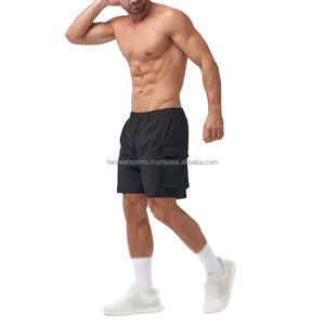 Shorts de sport pour hommes personnalisés à séchage rapide, noirs, avec cordon de serrage et logo, fournisseur OEM d'articles de sport, dernier design - Product Image 6