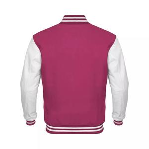 Baseball College Breathable Stand Collar Front Logo Fleece Bomber Varsity Letterman Jacket - Product Image 2